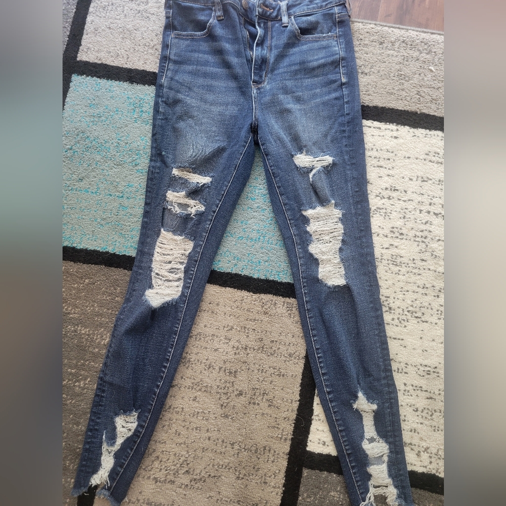 American Eagle Outfitters Ripped Blue Skinny Jeans
